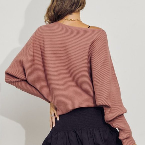 Horizontal Ribbing Dolman Sleeve Sweater - Picture 4 of 6